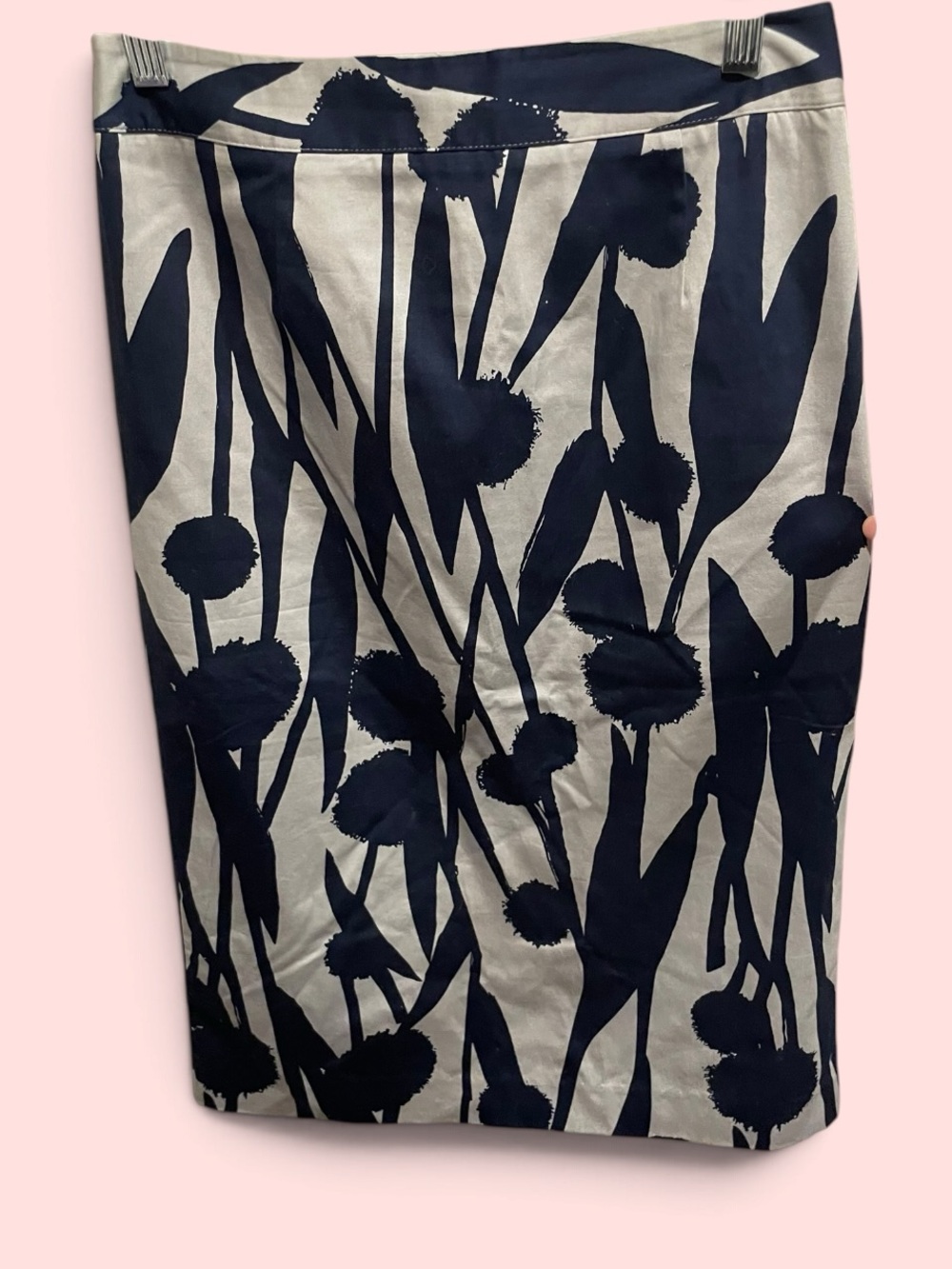 Cute Boden classic navy gray floral pencil skirt lined cotton stretch work